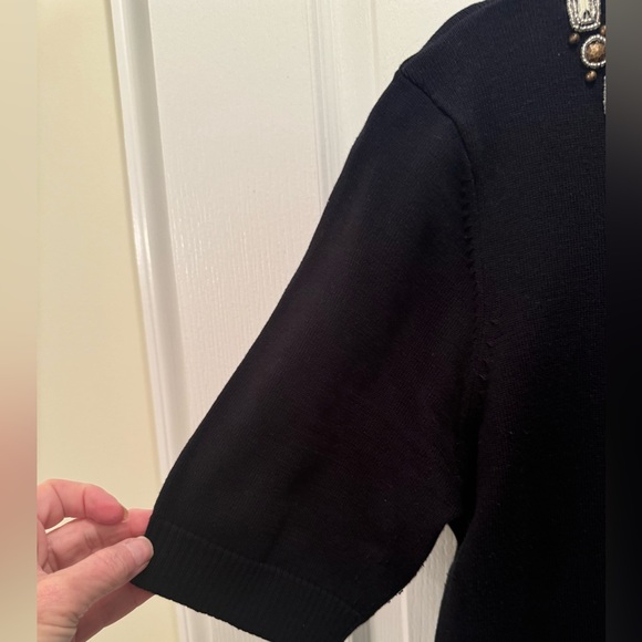 NY Collection Black Embellished Collar 1/2 Sleeve Open Cardigan Ladies XL. NWOT - Picture 5 of 12
